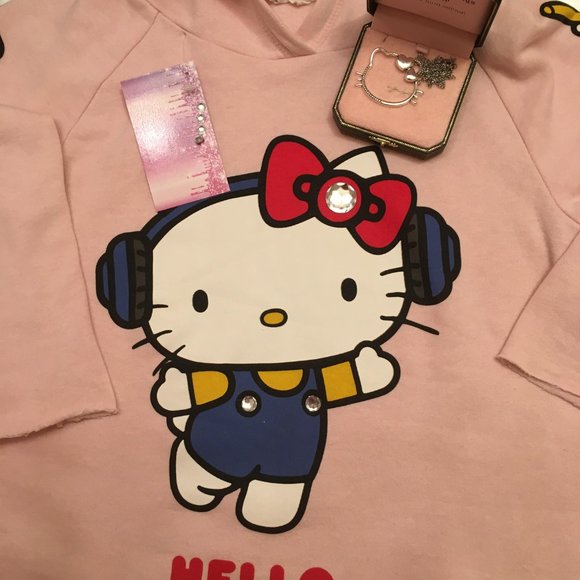 Adorbale cotton candy pink hello kitty hoodie and matching necklace! - Picture 10 of 12